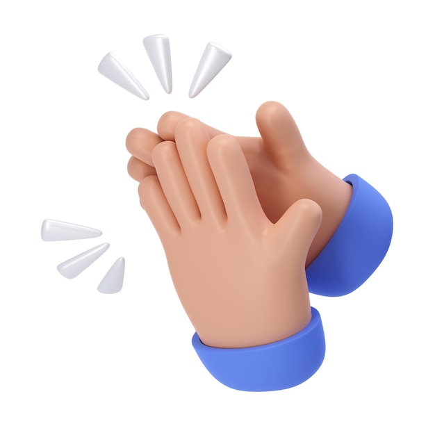 3D Aplaudiendo icono de piel oscura aplaudiendo transparente acuerdo y concepto de éxito render ilustración