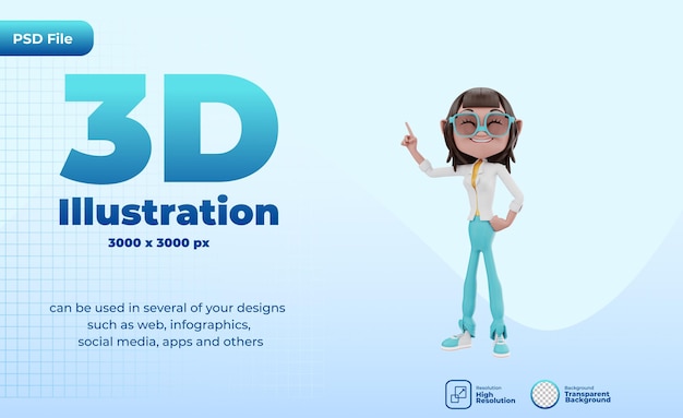 3d apontando para cima