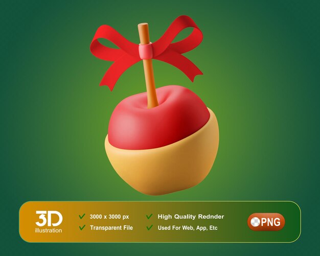 3D Apple Candy fruta y comida 3D ilustración