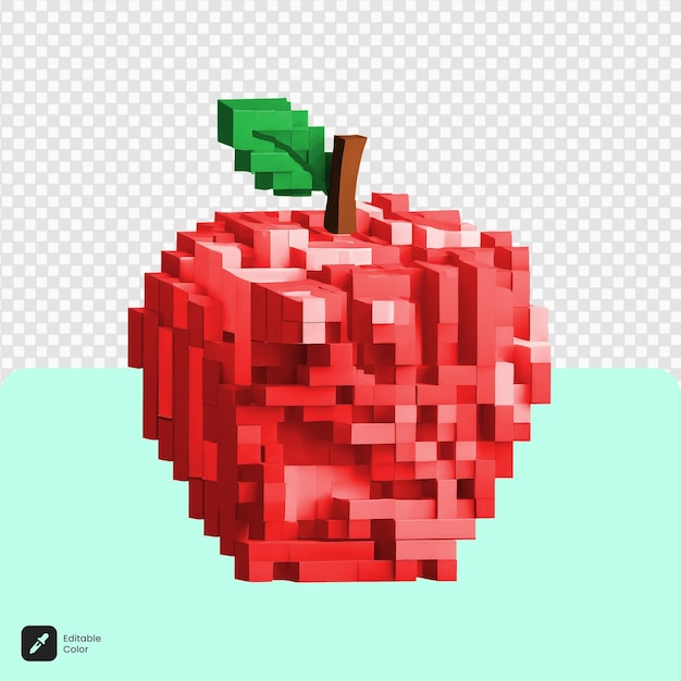 3d apple voxel art isolato