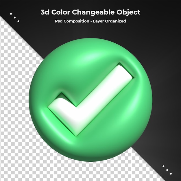 3d approve sign or correct symbol check mark icon can be used as symbols of right