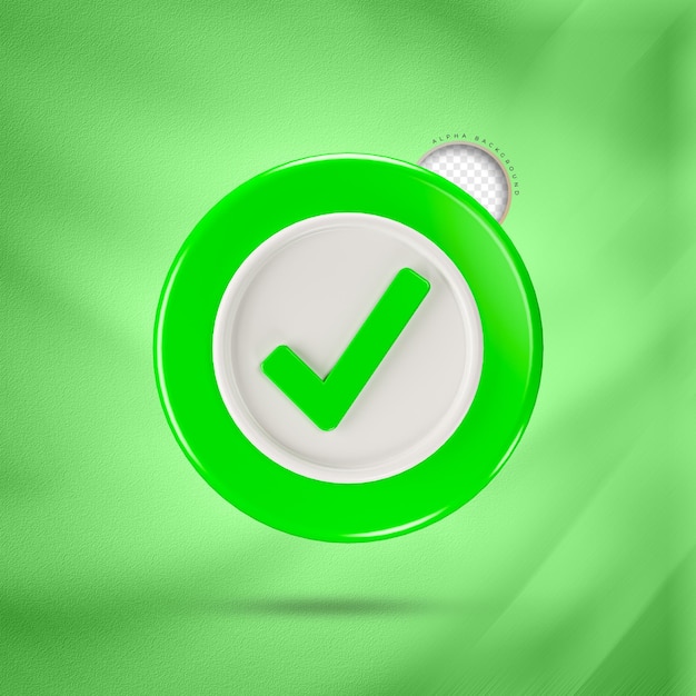 3d approve sign or correct symbol check mark icon can be used as symbols of right