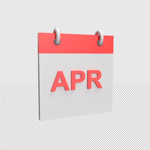 3d-april-kalender gerenderte objektdarstellung