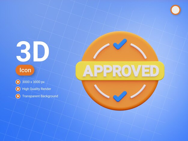 3d aprobar icono