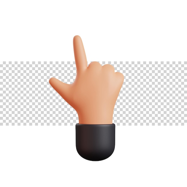 PSD 3d apuntando con la mano o haciendo clic en el icono del cursor con dos dedos aislado