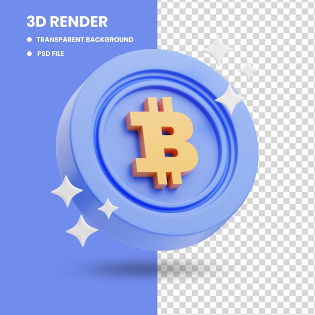 3d arancione viola bitcoin valuta digitale moneta illustrazione carina icona rendering