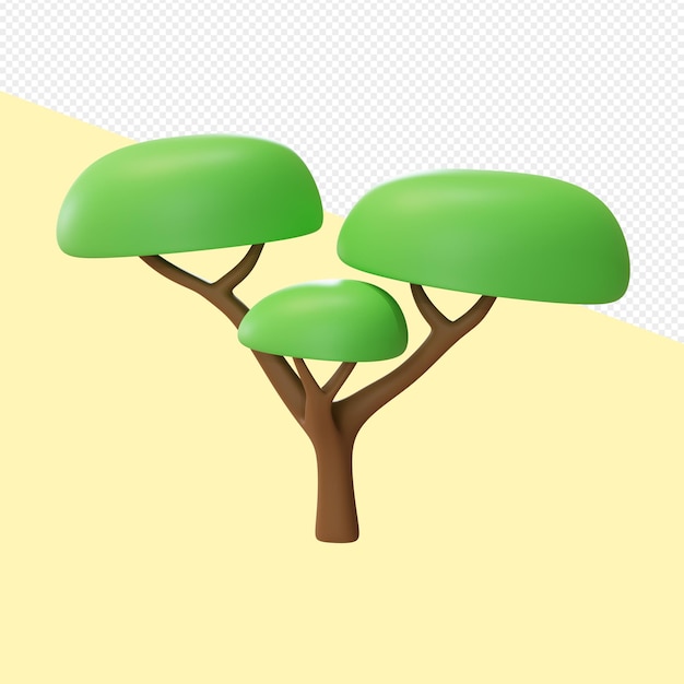 3d árbol de dibujos animados