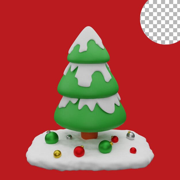 3d árbol de navidad bolas de nieve icono activos ilustración aislada de alta calidad