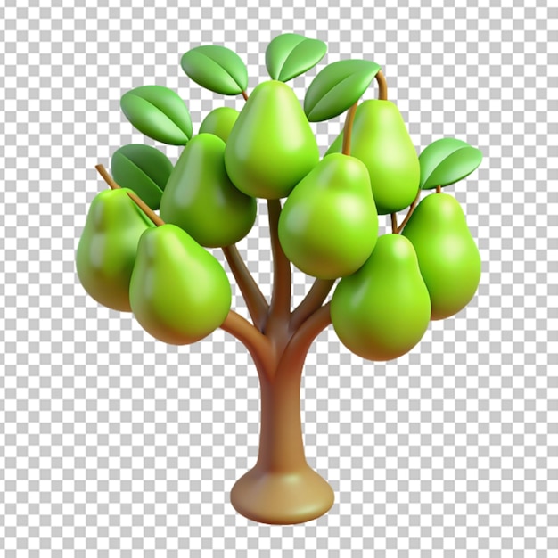 PSD 3d árbol de pera aislado fondo transparente