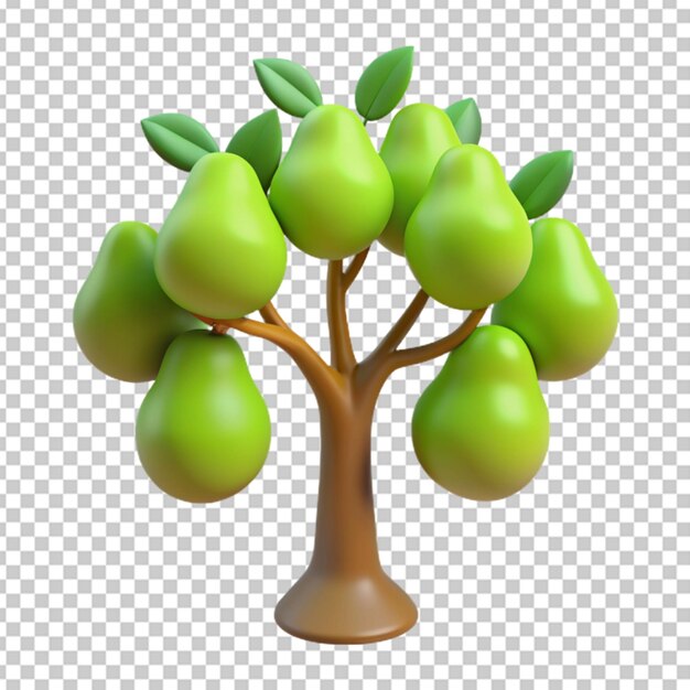 PSD 3d árbol de pera aislado fondo transparente