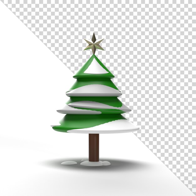 3d, Arbre Noël, à, Neige, Isolé