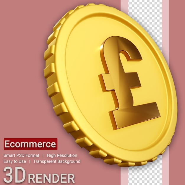 3d Argent Pièce D'or Pound Illustration Isolé Fond Transparent