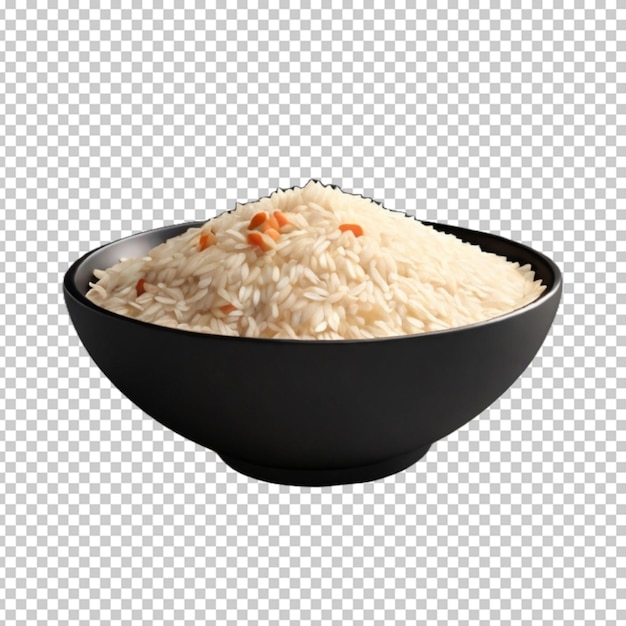 3d arroz destrozado en un cuenco negro png psd