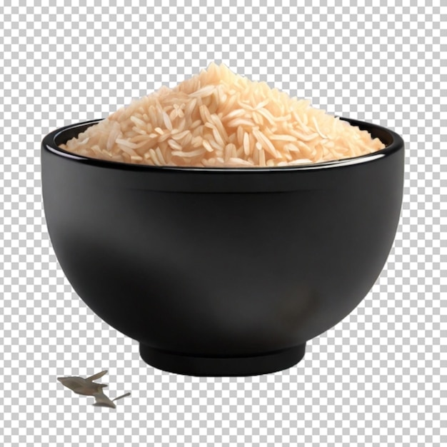 3d arroz destrozado en un cuenco negro png psd