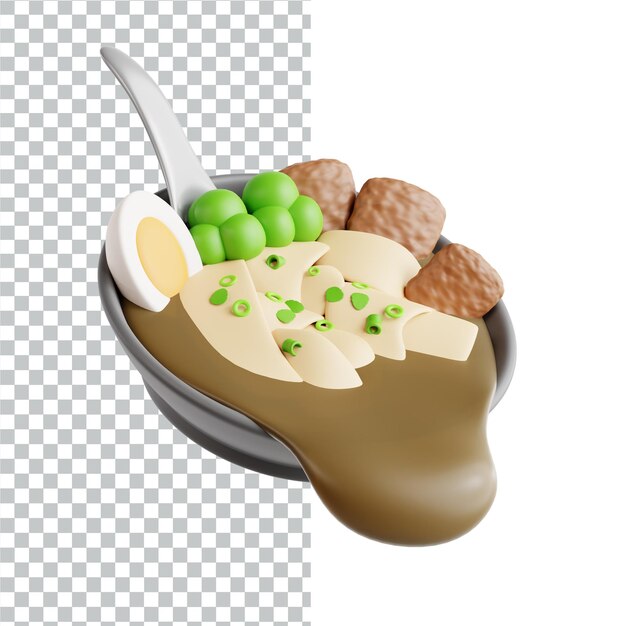 3D Asian Food rendering design illustration