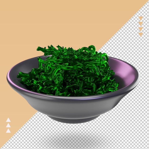 3d-asiatisches essen chuka wakame, das die rechte ansicht wiedergibt