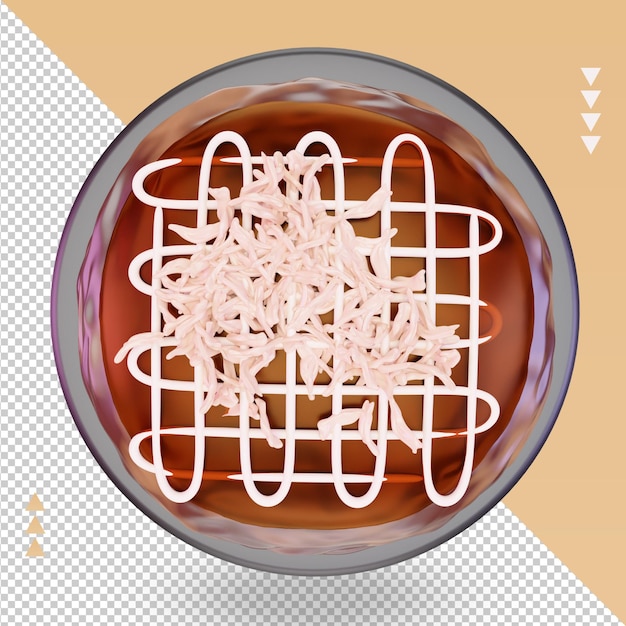 3D-Asiatisches Essen Okonomiyaki-Darstellung von oben