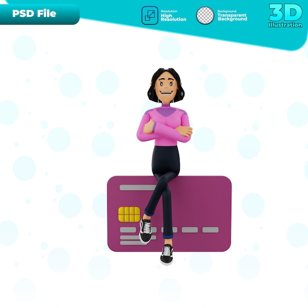 3D assis sur la carte de crédit