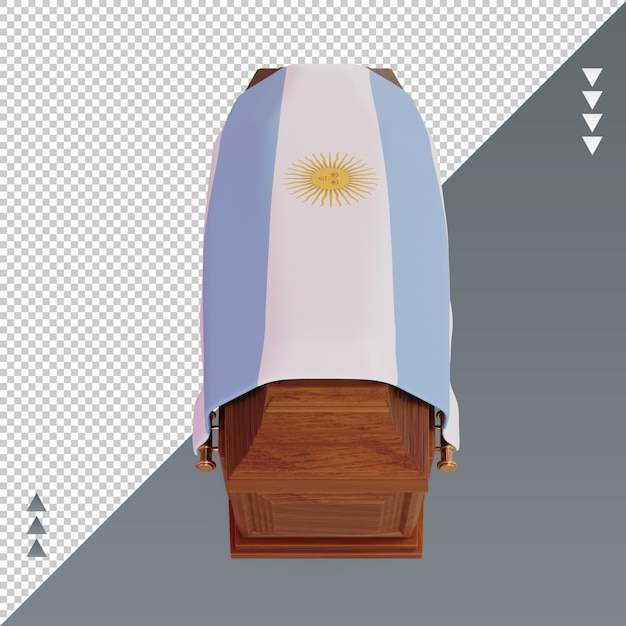 3d ataúd bandera argentina renderizado vista frontal