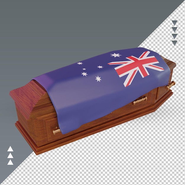 3d ataúd bandera de Australia renderizado vista derecha