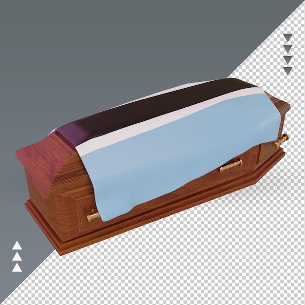 3d ataúd bandera de Botswana renderizado vista derecha