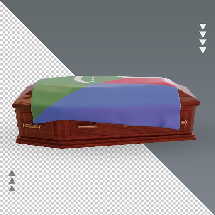 PSD 3d ataúd bandera de comoras renderizado vista izquierda