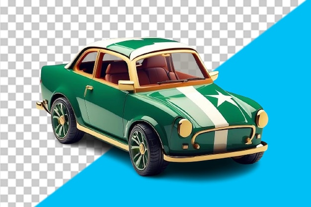 3d-auto-design mit pakistanischer flagge