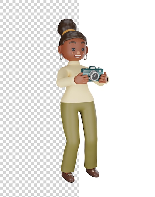 3d autor afro-americano captura de câmera personagem de câmara de desenho animado cinema compacto bonito des