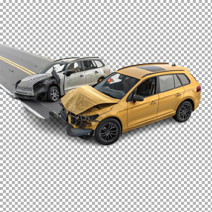 PSD 3d-autounfall mit durchsichtigem hintergrund