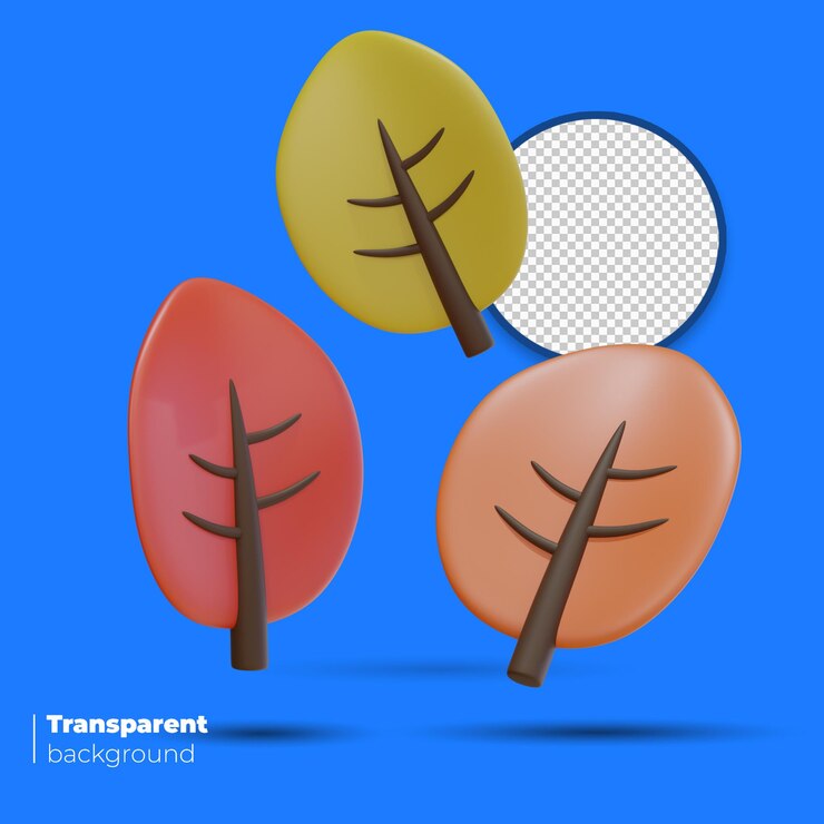 PSD 3d autumn dry leaves 3d leaves