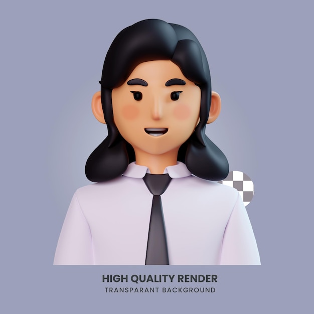 3D-Avatar-Büromädchen-Illustration