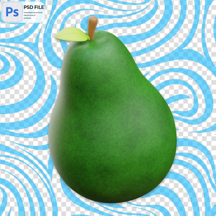 PSD 3d-avocado-symbol isolierte png-illustration psd-vorlage