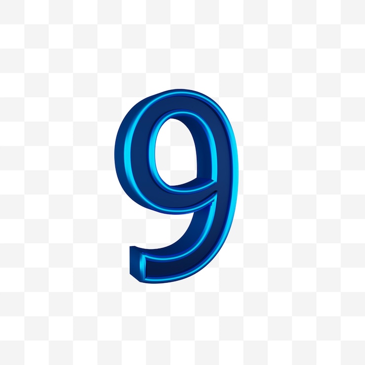 PSD 3d azul metálico número 9