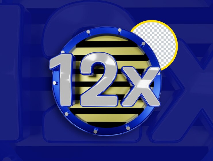 PSD 3d azul redondo 12x insignia