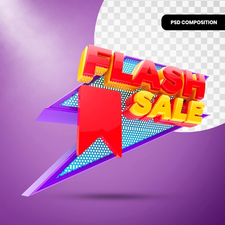 PSD 3d badge flash sale isoliert