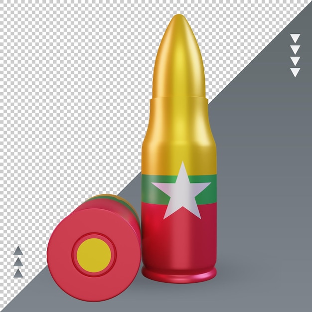PSD 3d bala bandeira de mianmar renderização vista frontal