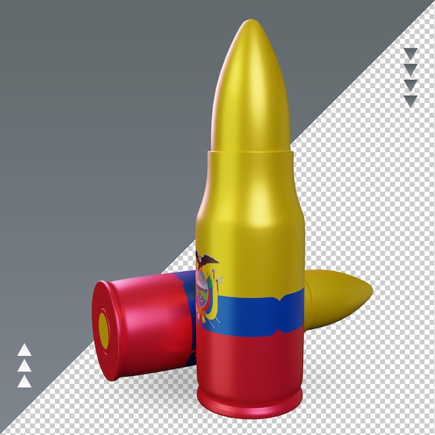 3d bala bandeira do equador renderizando a vista direita
