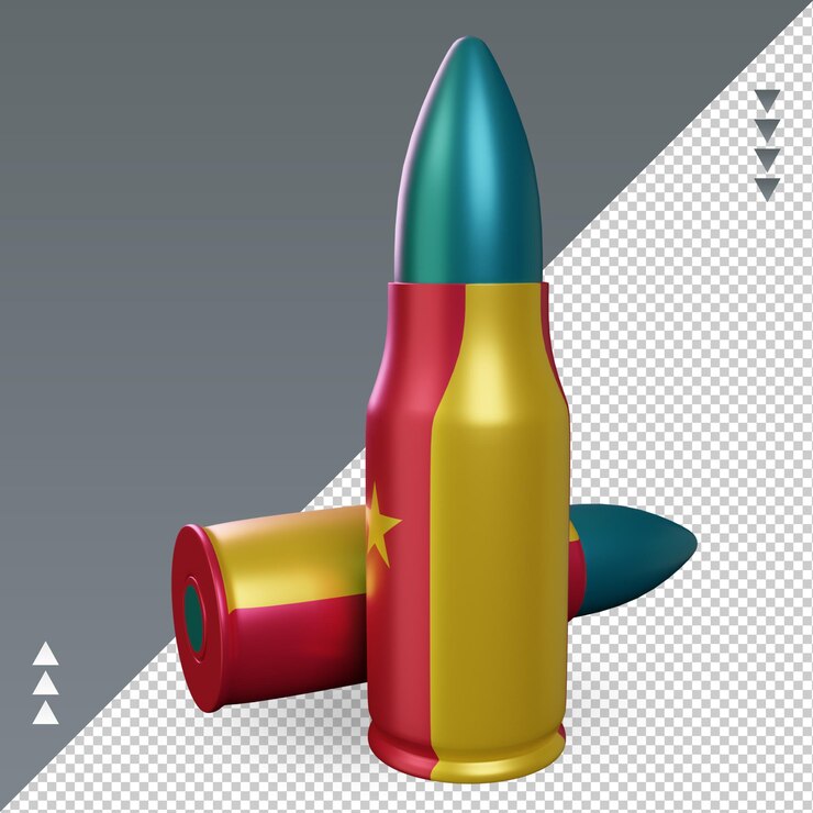 PSD 3d bala bandera de camerún renderizado vista derecha