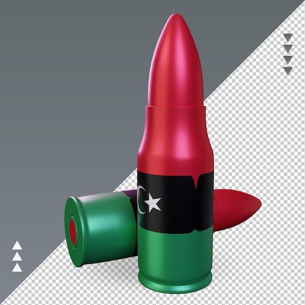 3d bala libia bandera renderizado vista derecha