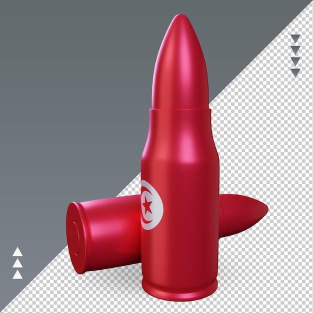3d bala Túnez bandera renderizado vista derecha