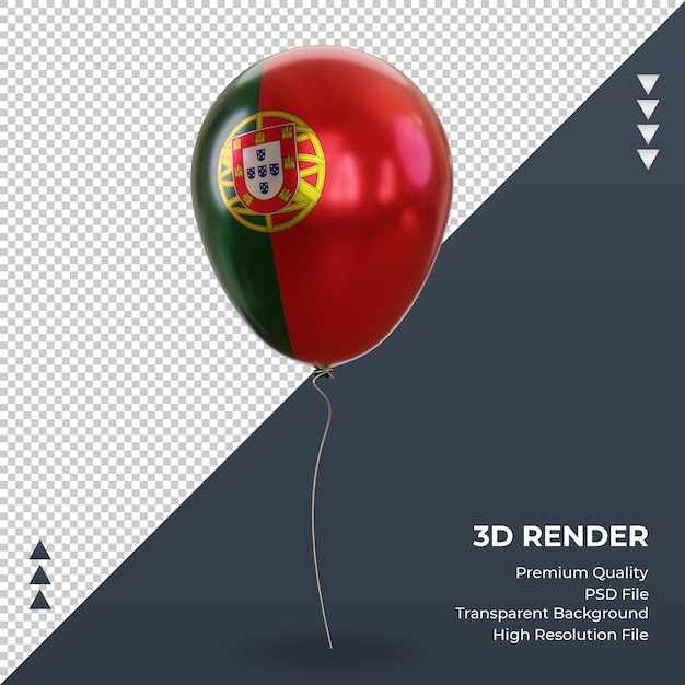 3D Balão Portugal bandeira realista renderização vista frontal