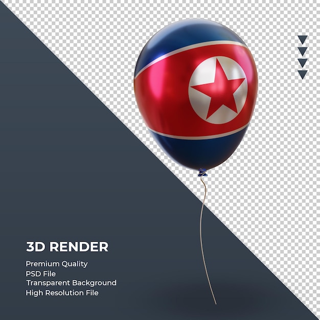 PSD 3d ballon nordkorea flagge realistische folienwiedergabe linke ansicht