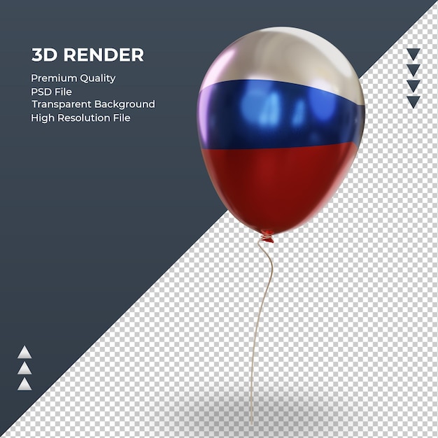 3d-ballon russische flagge realistische folie, die rechte ansicht rendert