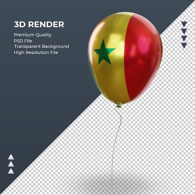 3D-Ballon-Senegal-Flagge realistische Folie, die rechte Ansicht rendert