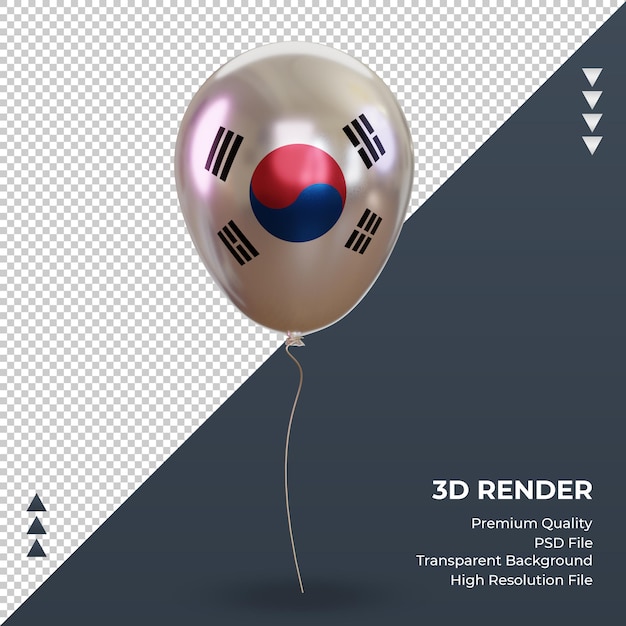 3d-ballon-südkorea-flagge realistische folienrendering-vorderansicht