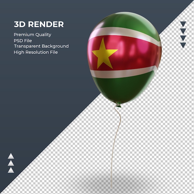 3D Ballon Surinam Flagge realistische Folienwiedergabe rechte Ansicht