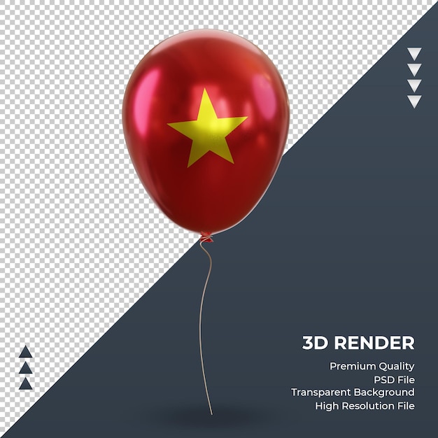 3D Ballon Vietnam Flagge realistische Folienrendering Vorderansicht