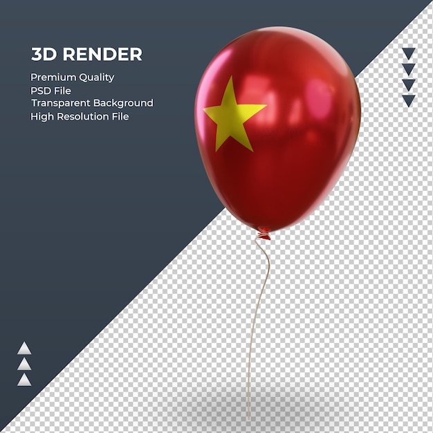 3D Ballon Vietnam Flagge realistische Folienwiedergabe rechte Ansicht