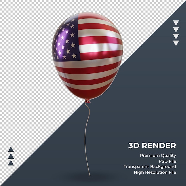 3d balloon america bandeira realista renderização vista frontal