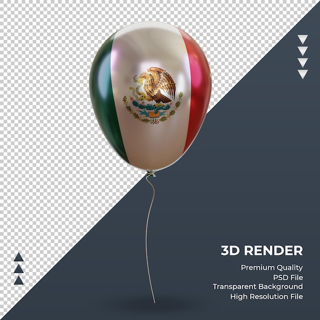 PSD 3d balloon mexico bandeira realista renderização vista frontal